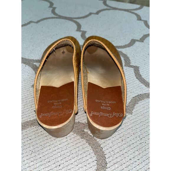 Olof Daughters Wooden Leather Clogs by Ulla made in Finland, size 38/ US 7.5 - Picture 3 of 14
